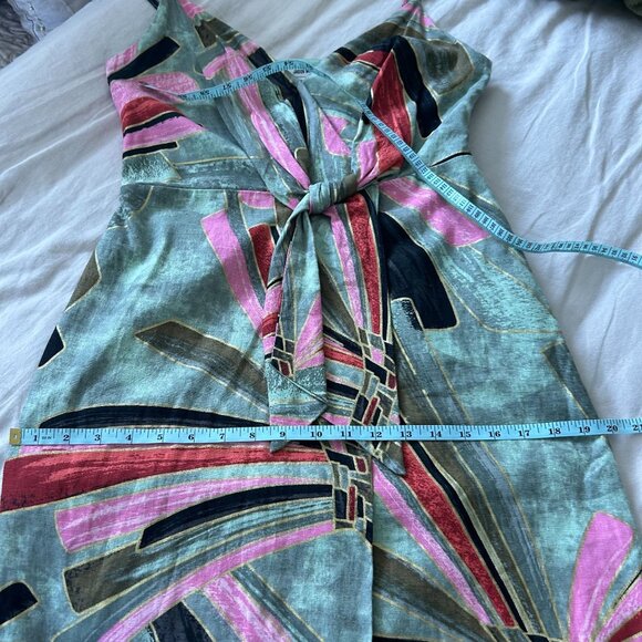 Jason Wu Multicolor Abstract Tropical Print Midi Linen Dress - Picture 10 of 12